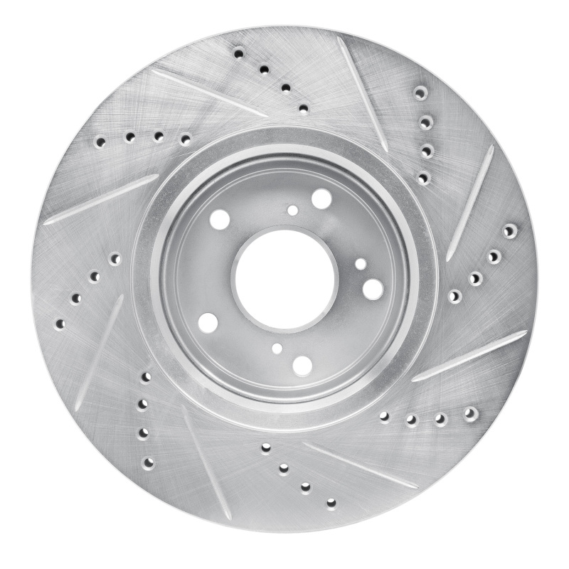 Acura ILX Brake Rotor (1) - Front Left - R1 Concepts - Drilled & Slotted - Silver - `16-`22